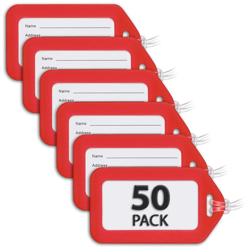 Mifflin-USA - Luggage Tags - Red, 50 PK - Bag Tag for Baggage - Suitcase Accessory Bulk - Image 1